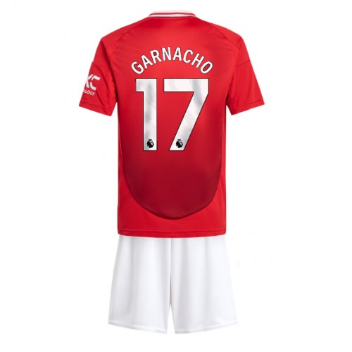 Fotbalové Dres Manchester United Alejandro Garnacho #17 Dětské Domácí 2024-25 Krátký Rukáv (+ trenýrky)